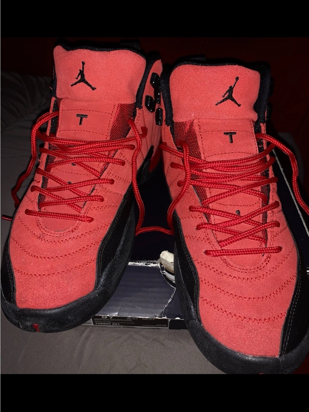 Jordan Men’s Red and Black Mid-Top Sneakers